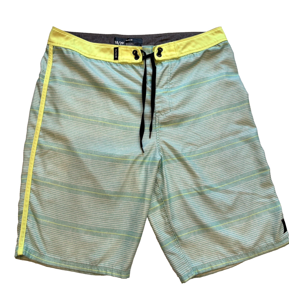Hurley Board Shorts 18/29, yellow/green stripe, boys/men